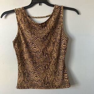 Women's Snake Print Sleeveless Tank Top - Brown and Black